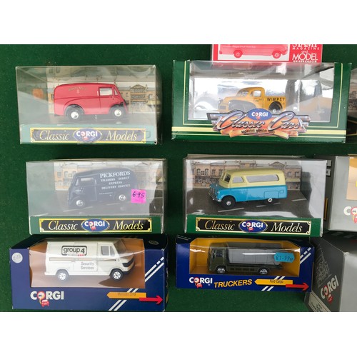 83 - Collection of boxed diecast Corgi vehicles including D983 Morris J Van, D981 Bedford CA Van, 96880 M... 