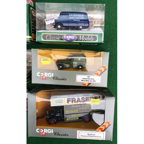 83 - Collection of boxed diecast Corgi vehicles including D983 Morris J Van, D981 Bedford CA Van, 96880 M... 