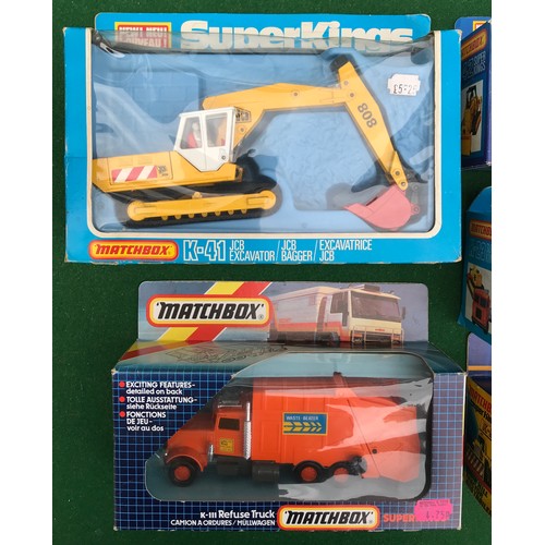 75 - Boxed Matchbox diecast vehicles to include K-111 Refuse Truck, K-41 JCB Excavator, K-5 Muir-Hill Tra... 