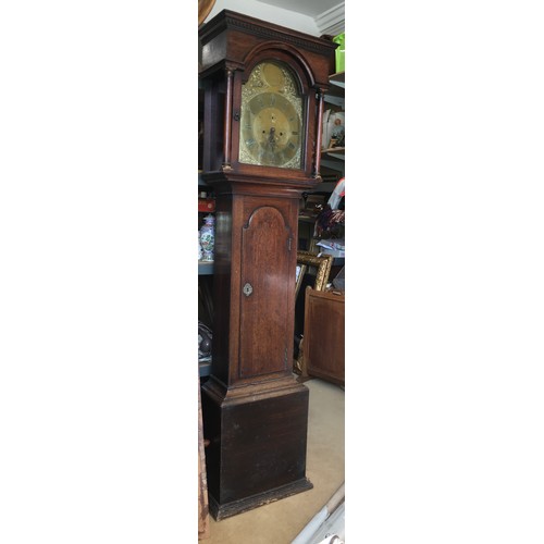 666 - An 18th C oak long cased clock by Thomas Ross of Crowle. Pendulum, weights and keys etc included wit... 