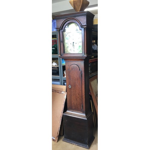 666 - An 18th C oak long cased clock by Thomas Ross of Crowle. Pendulum, weights and keys etc included wit... 