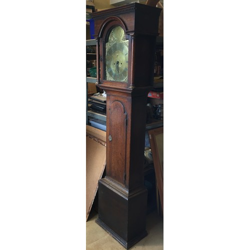 666 - An 18th C oak long cased clock by Thomas Ross of Crowle. Pendulum, weights and keys etc included wit... 