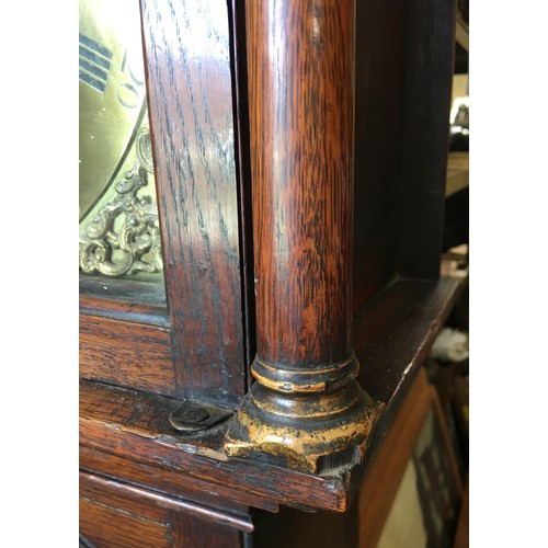 666 - An 18th C oak long cased clock by Thomas Ross of Crowle. Pendulum, weights and keys etc included wit... 