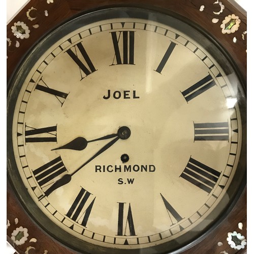 664 - American late 19th Century inlaid rosewood standard movement wall clock by Joel, Richmond S.W. Cream... 