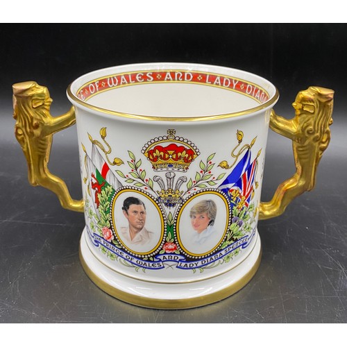 133 - Paragon two handled commemorative loving cup commemorating the Royal wedding Charles & Diana, boxed ... 