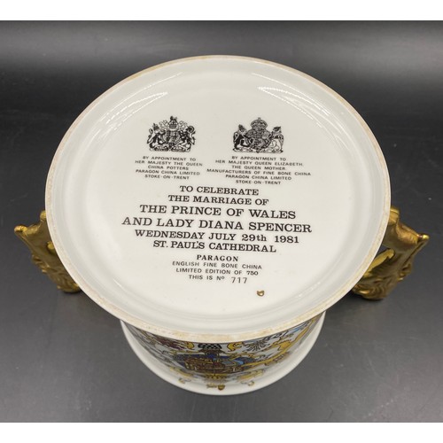 133 - Paragon two handled commemorative loving cup commemorating the Royal wedding Charles & Diana, boxed ... 