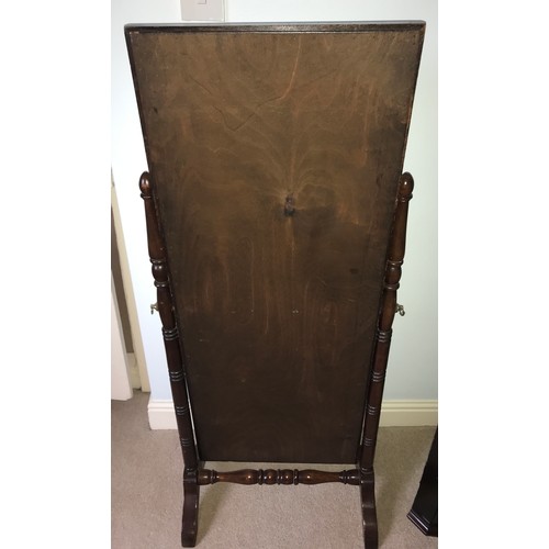 1199 - A mahogany cheval mirror. 120 x 50cms w with a 19thC mahogany dressing table mirror.