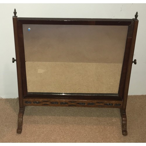 1199 - A mahogany cheval mirror. 120 x 50cms w with a 19thC mahogany dressing table mirror.