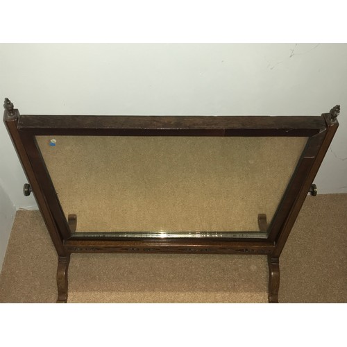 1199 - A mahogany cheval mirror. 120 x 50cms w with a 19thC mahogany dressing table mirror.