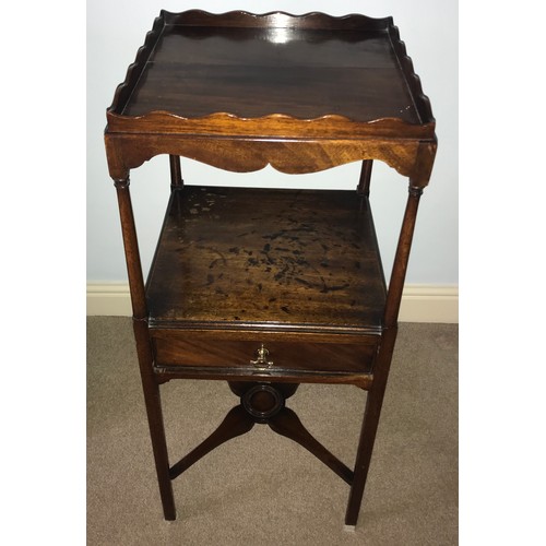 1200 - A 19thC mahogany washstand with a single drawer to front. 84 h x 35 x 35cms w.