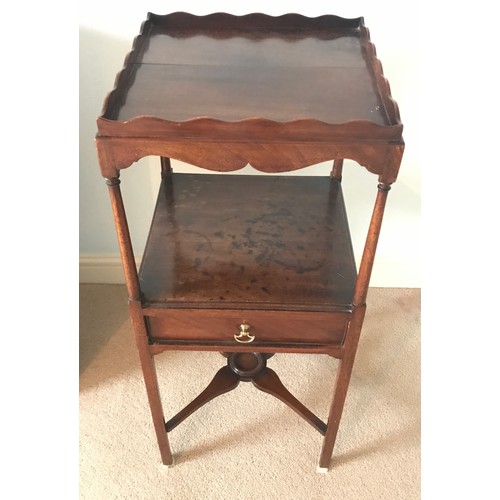 1200 - A 19thC mahogany washstand with a single drawer to front. 84 h x 35 x 35cms w.