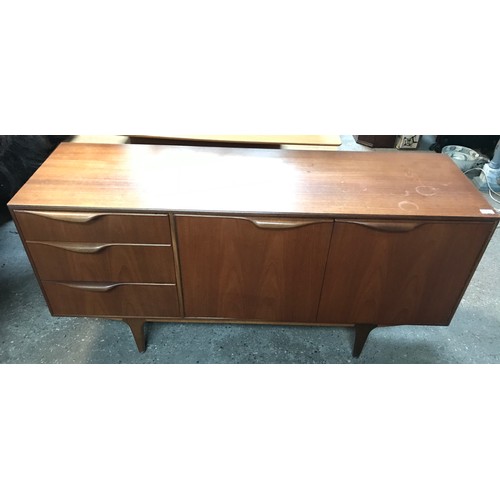 1190 - McIntosh retro teak sideboard, three drawers and two doors. 152 w x 45 d x 76cms h.