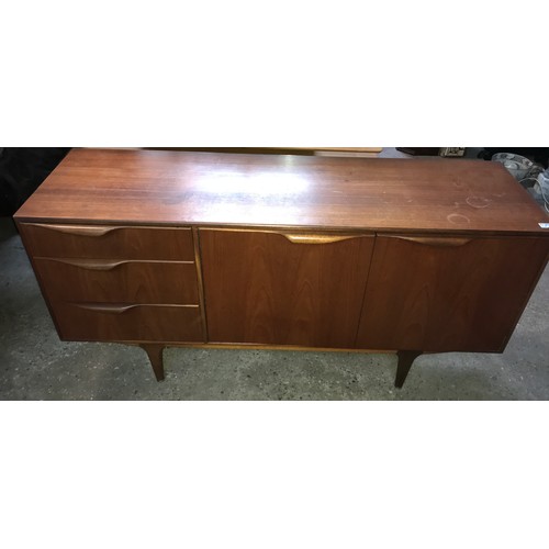 1190 - McIntosh retro teak sideboard, three drawers and two doors. 152 w x 45 d x 76cms h.