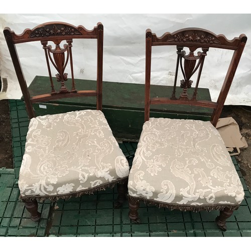 1232 - Two pairs of Edwardian chairs to include a pair of low seated carved back chairs with upholstered se... 