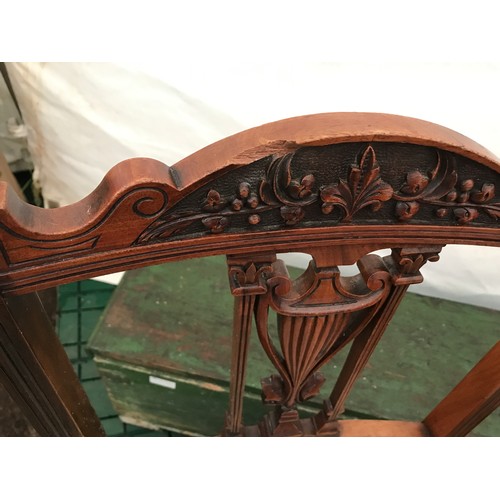 1232 - Two pairs of Edwardian chairs to include a pair of low seated carved back chairs with upholstered se... 