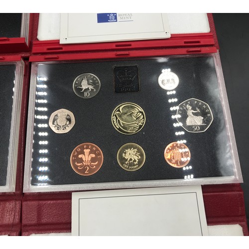 627 - Royal Mint UK Proof coin collection, four cased sets 1993, 1994, 1995 and 1996.