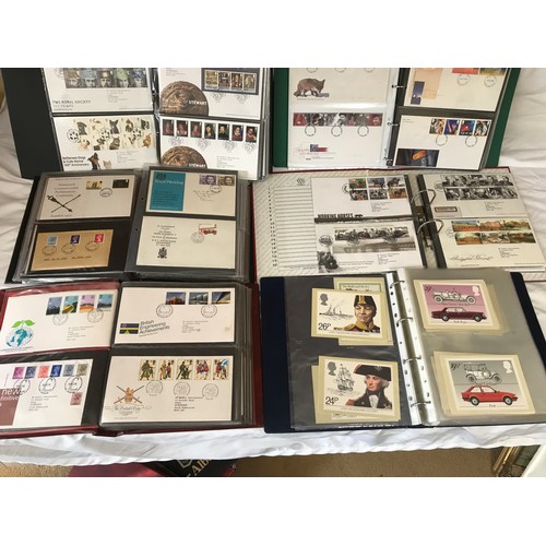 630 - A collection of six albums containing Royal Mail first day covers, envelopes, cards and an album of ... 