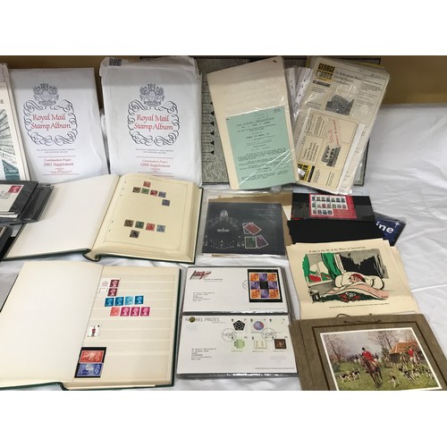 633 - A collection of stamps and First Day covers including Channel Tunnel Philatelic Document, Royal Mail... 