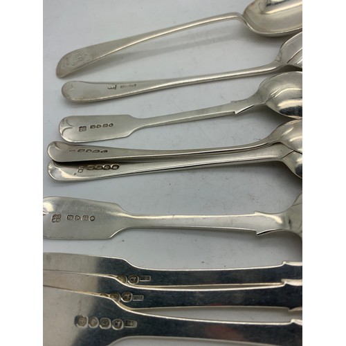 524 - Silver cutlery to include 2 tablespoons, 4 dessert spoons and 3 forks. Various dates and makers . To... 