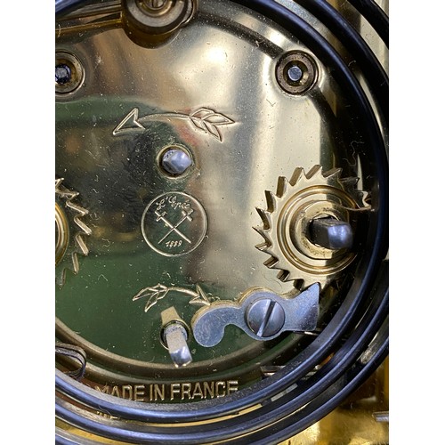 656 - A carriage clock with repeater movement and alarm with L'Epee Saint Suzanne France to face.  Stamped... 