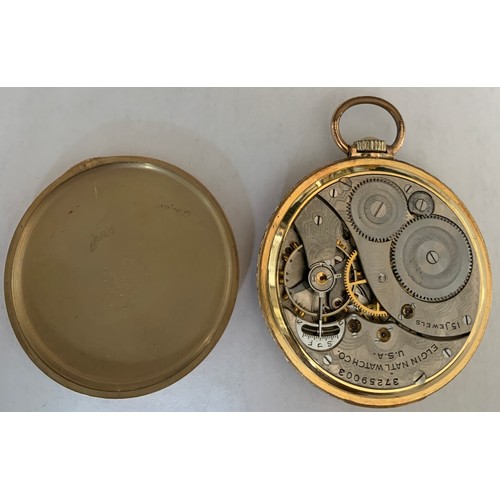 641 - An Elgin gold plated pocket watch in original case.