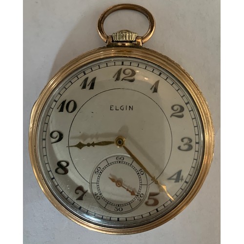 641 - An Elgin gold plated pocket watch in original case.