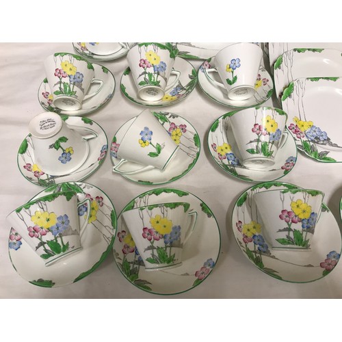 88 - Heathcote China floral decorated tea set, The Lea design, 10 cups 7.5cms h, 11 saucers 14cms w, 12 s... 