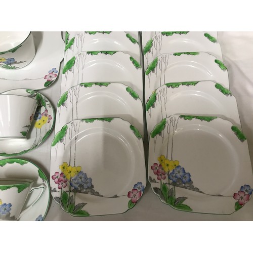 88 - Heathcote China floral decorated tea set, The Lea design, 10 cups 7.5cms h, 11 saucers 14cms w, 12 s... 