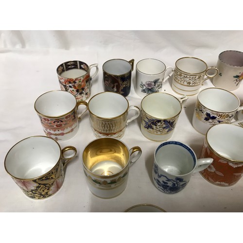 91 - Collection of 18th, 19th and early 20thC coffee cans and cups, floral, gilt, blue and white. Most un... 