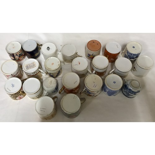 91 - Collection of 18th, 19th and early 20thC coffee cans and cups, floral, gilt, blue and white. Most un... 