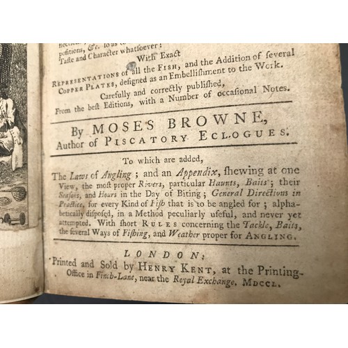 681 - Leather bound book, The Compleat Angler or Contemplative Man's Recreation in two parts, Moses Browne... 