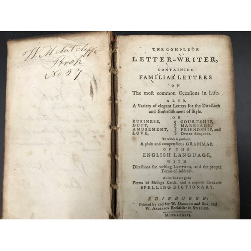 682 - 18thC leather bound books. The Complete Letter Writer Containing Familiar Letters on the most common... 