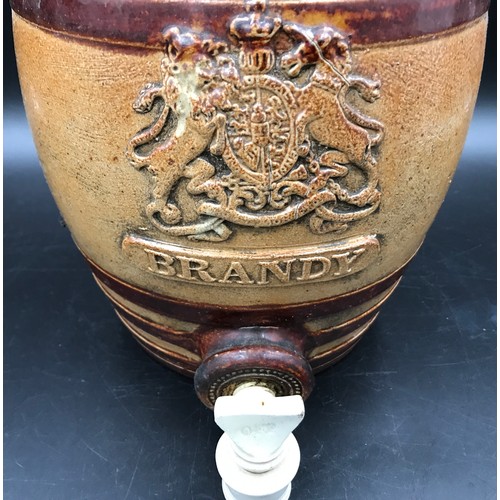 101 - Doulton Lambeth stoneware barrel, Brandy with pottery tap, approx 30cms h.