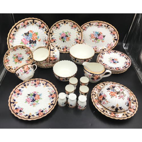 108 - A Brownfield circa 1890 part tea/ dinner ware with floral pattern to include: 2 oval plates 34 and 2... 