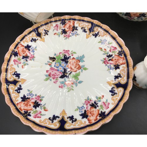 108 - A Brownfield circa 1890 part tea/ dinner ware with floral pattern to include: 2 oval plates 34 and 2... 