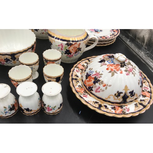 108 - A Brownfield circa 1890 part tea/ dinner ware with floral pattern to include: 2 oval plates 34 and 2... 