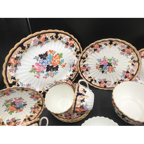 108 - A Brownfield circa 1890 part tea/ dinner ware with floral pattern to include: 2 oval plates 34 and 2... 