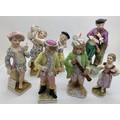 Seven late 19thC porcelain figurines. Tallest 13cms.
