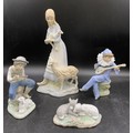 Four figurines to include Lladro Nao Harlequin strumming a mandolin DA1SA 1988, 18cms,  Lladro Nao b... 