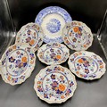 Six 19thC stone china floral and gilt plates marked stone china 53 to back, 26cms d together with a ... 
