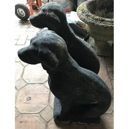 1322 - A pair of concrete Labrador dogs, 73cms h x 36cms x 25cms at base.