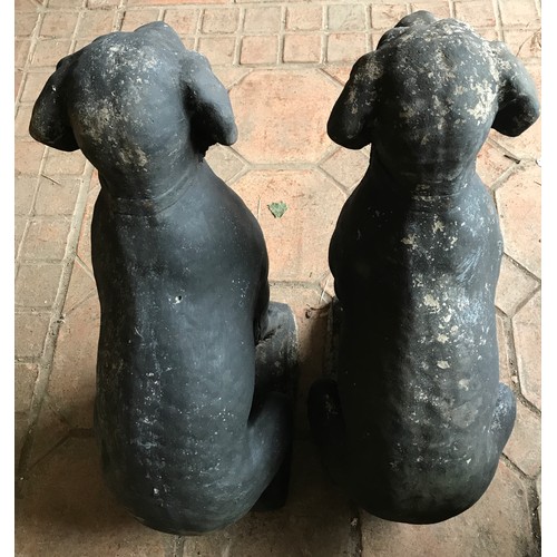 1322 - A pair of concrete Labrador dogs, 73cms h x 36cms x 25cms at base.