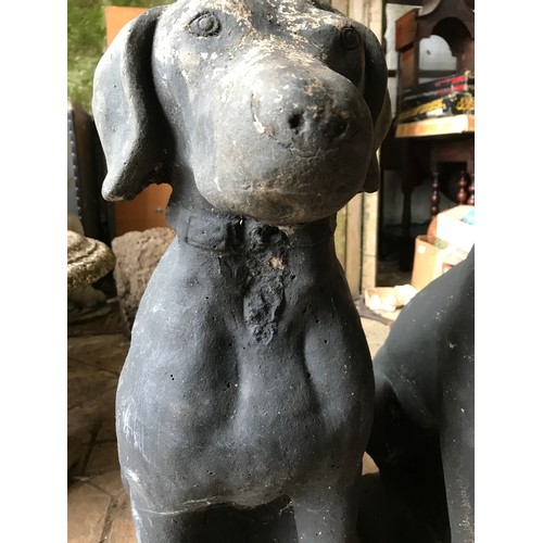 1322 - A pair of concrete Labrador dogs, 73cms h x 36cms x 25cms at base.