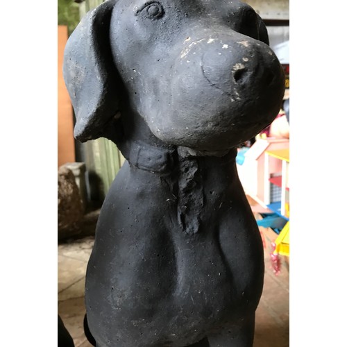 1322 - A pair of concrete Labrador dogs, 73cms h x 36cms x 25cms at base.