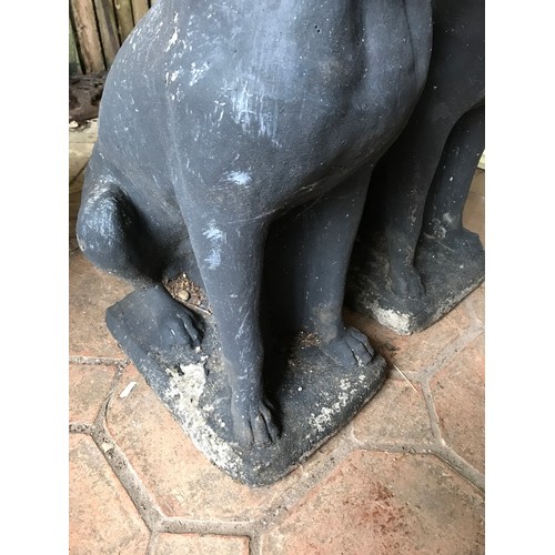 1322 - A pair of concrete Labrador dogs, 73cms h x 36cms x 25cms at base.