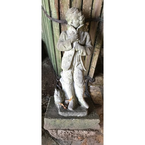 1324 - A concrete statue of a Georgian boy approx. 80cms h, 36cms x 39cms at base.