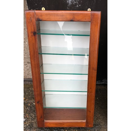 1251 - Pair of framed wall mounted collectors display cabinets. Largest 62 w x 62 h x 10cms d. Small 32 w x... 