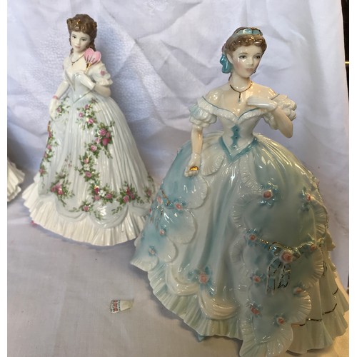 48 - Royal Worcester collection of 4 figurines, Romance of the Victorian Era, Fairest Rose - 7300 of 1250... 