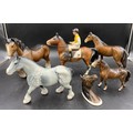 A Beswick horse collection comprising: dapple grey shire horse 17cms h, brown shire 20cms h, wall mo... 