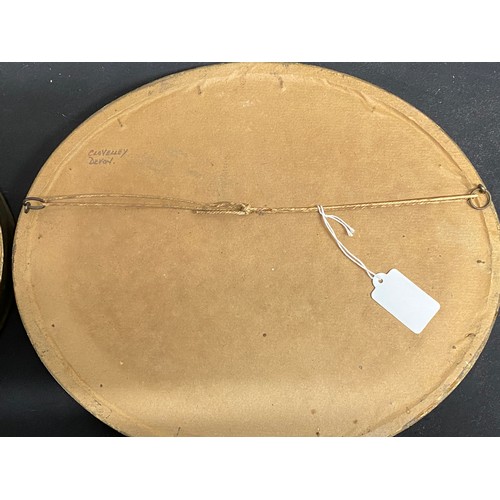 1103 - R T Wilding a pair of oval framed watercolours of coastal scenes Clovelly, Devon and Gorleston Harbo... 